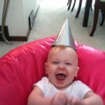 Max in a party hat